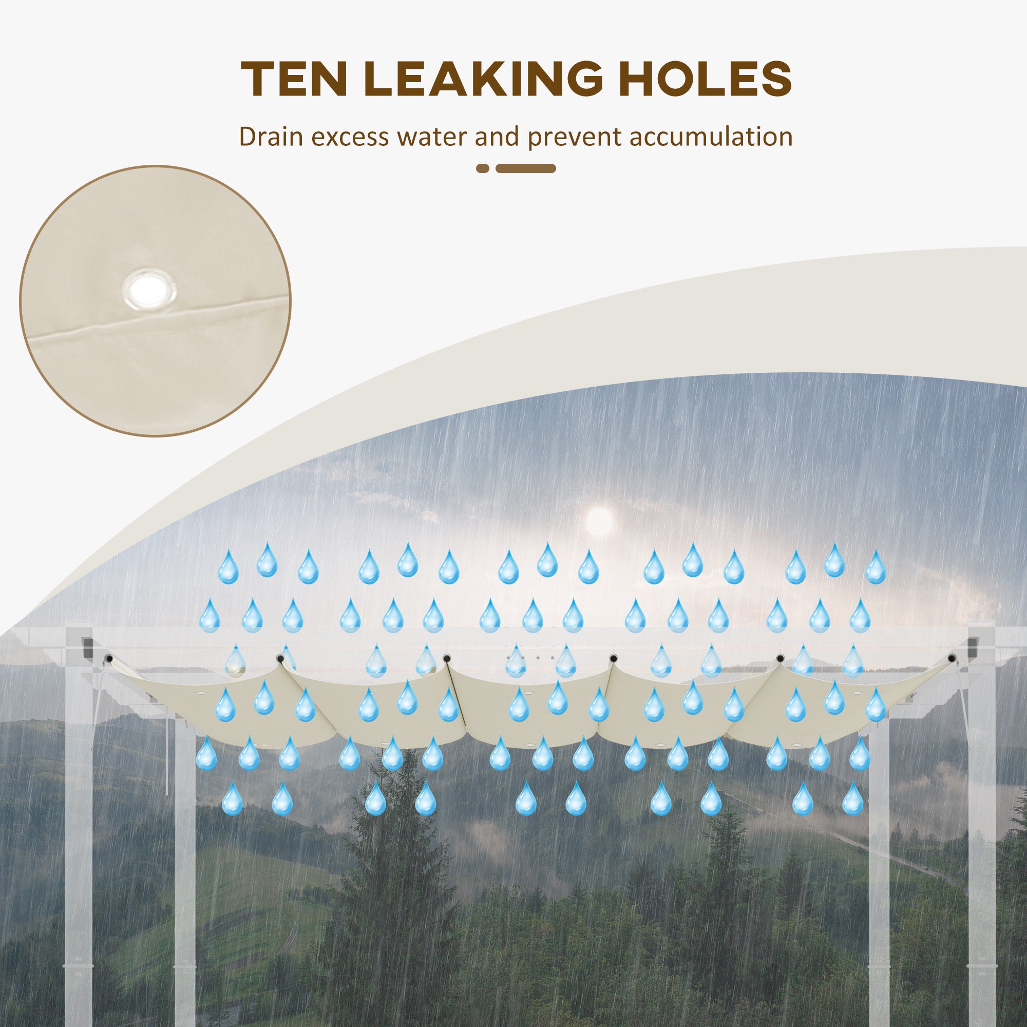 Retractable Pergola Shade Cover Replacement Canopy Fabric 3x3 Metres Cream White