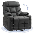 Manual Reclining Swivel Armchair with Footrest, Cup Holders, 86x93x102cm - Black