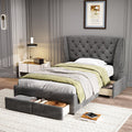 3FT Upholstered Storage Bed with 4 Drawers Grey