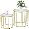 Elliptical Cut-Out Nesting Coffee Tables with Tempered Glass Tops - Gold-Tone
