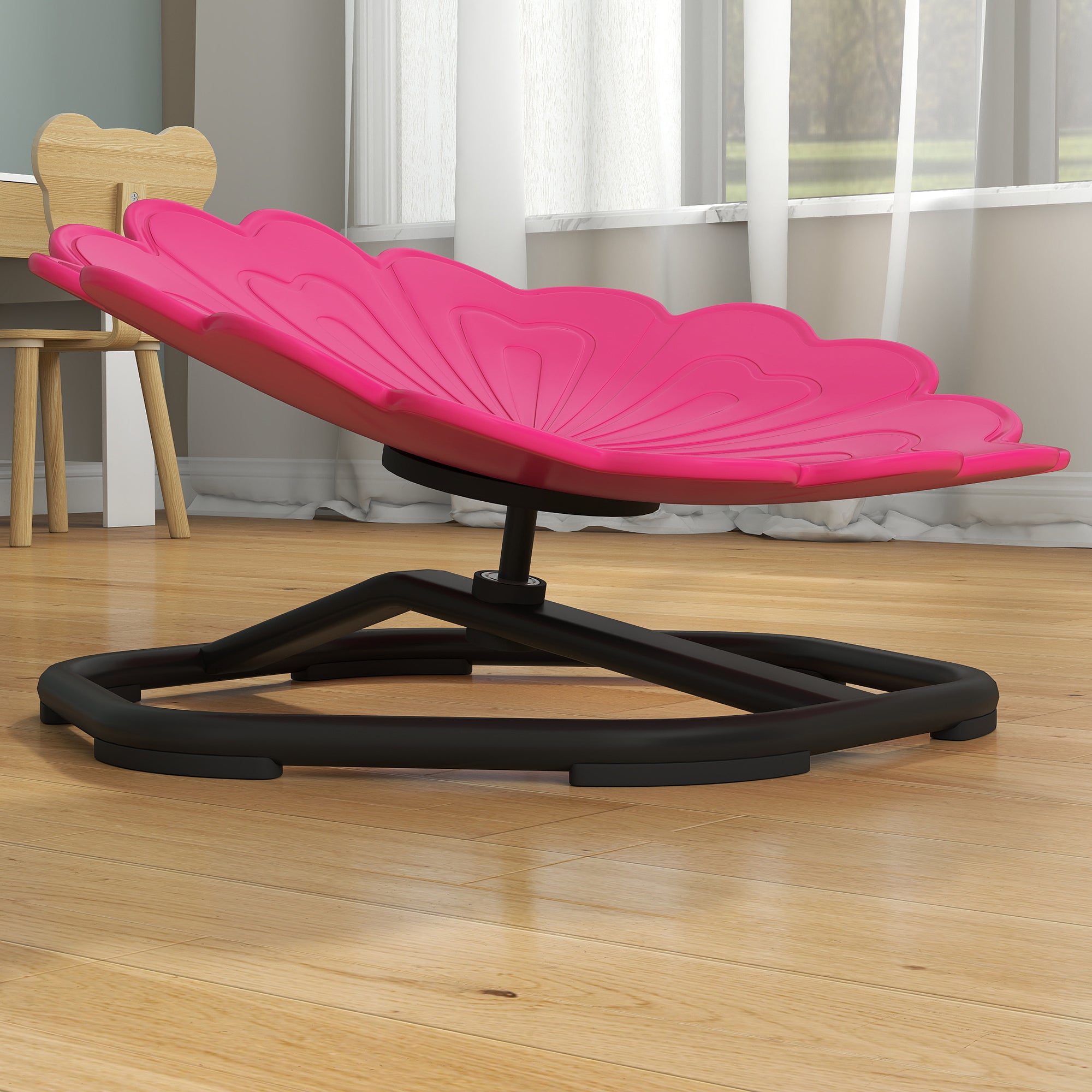 Flower-Shaped Sensory Spinning Chair with Non-Slip Base for Balance/Coordination, Pink