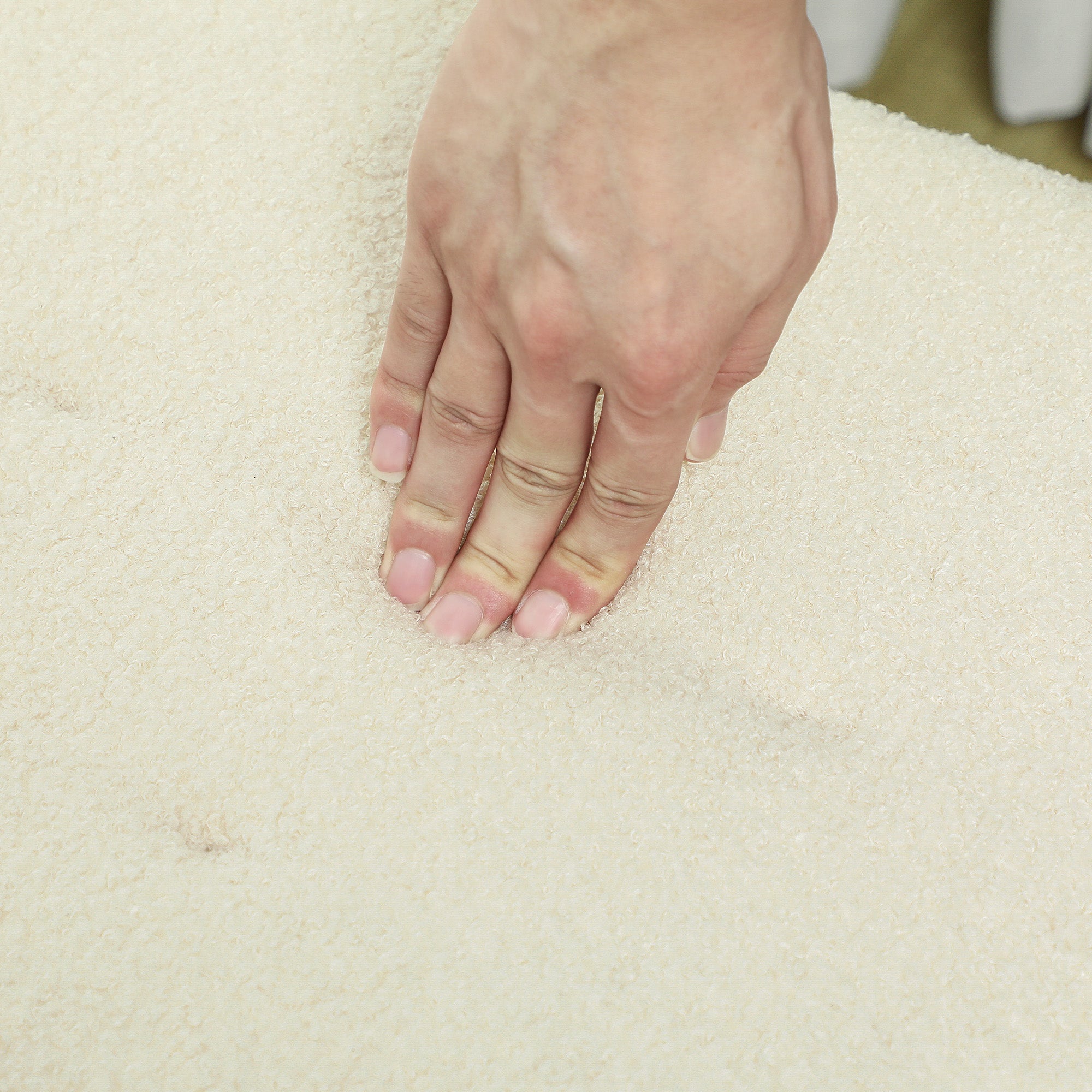 47L Teddy Fleece Storage Ottoman - Cream