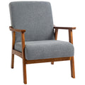 Wide Seat Boucle Armchair with Thick Padding and Solid Wood Frame - Grey