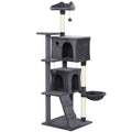 160cm Large Cat Tree Tower with Sisal Scratching Posts, Condos, Plush Perches, Hammock, Ladder, Dark Grey