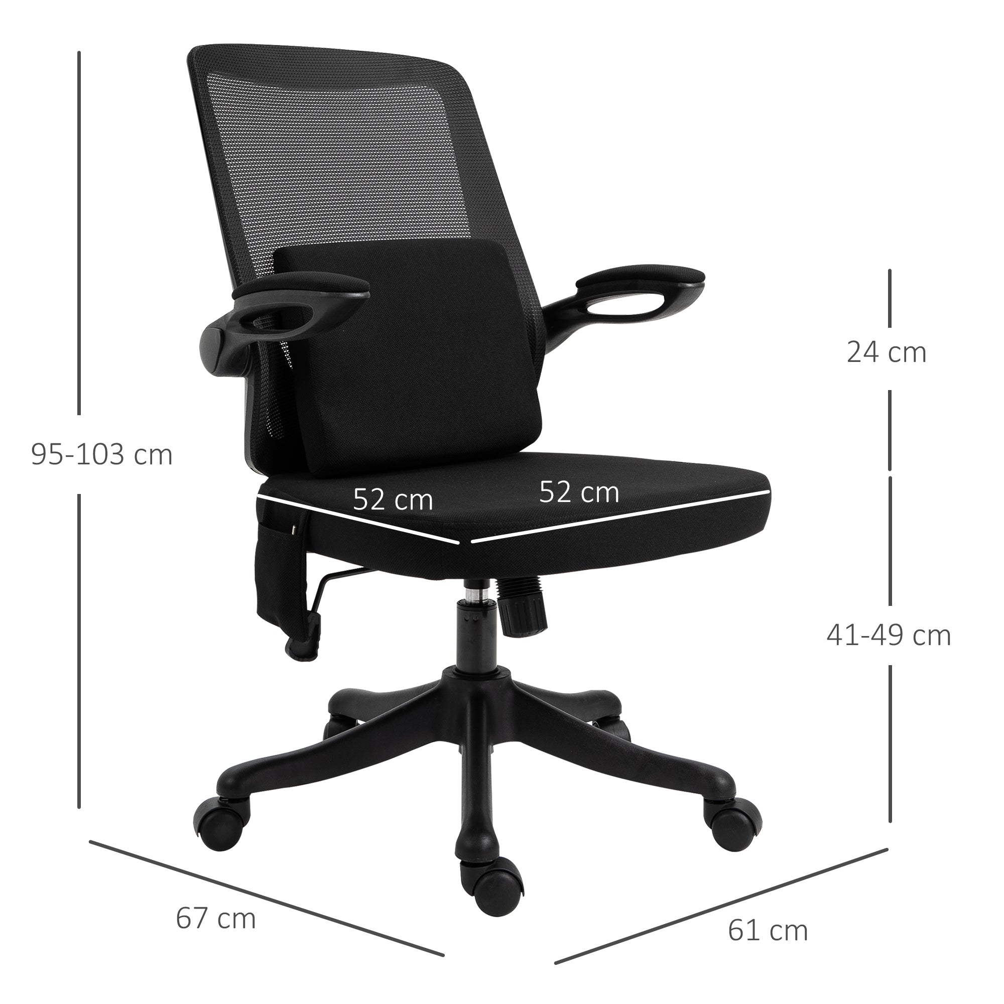 Office Chair 2-Point Massage Executive Ergonomic USB Power Mesh Design 360° Swivel with Lumbar Support, Black