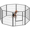 Heavy Duty 8-Panel Dog Playpen with Door for Medium Dogs 80cm High - Black
