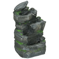 Garden Solar-Powered Water Feature with LED Lights - Dark Grey