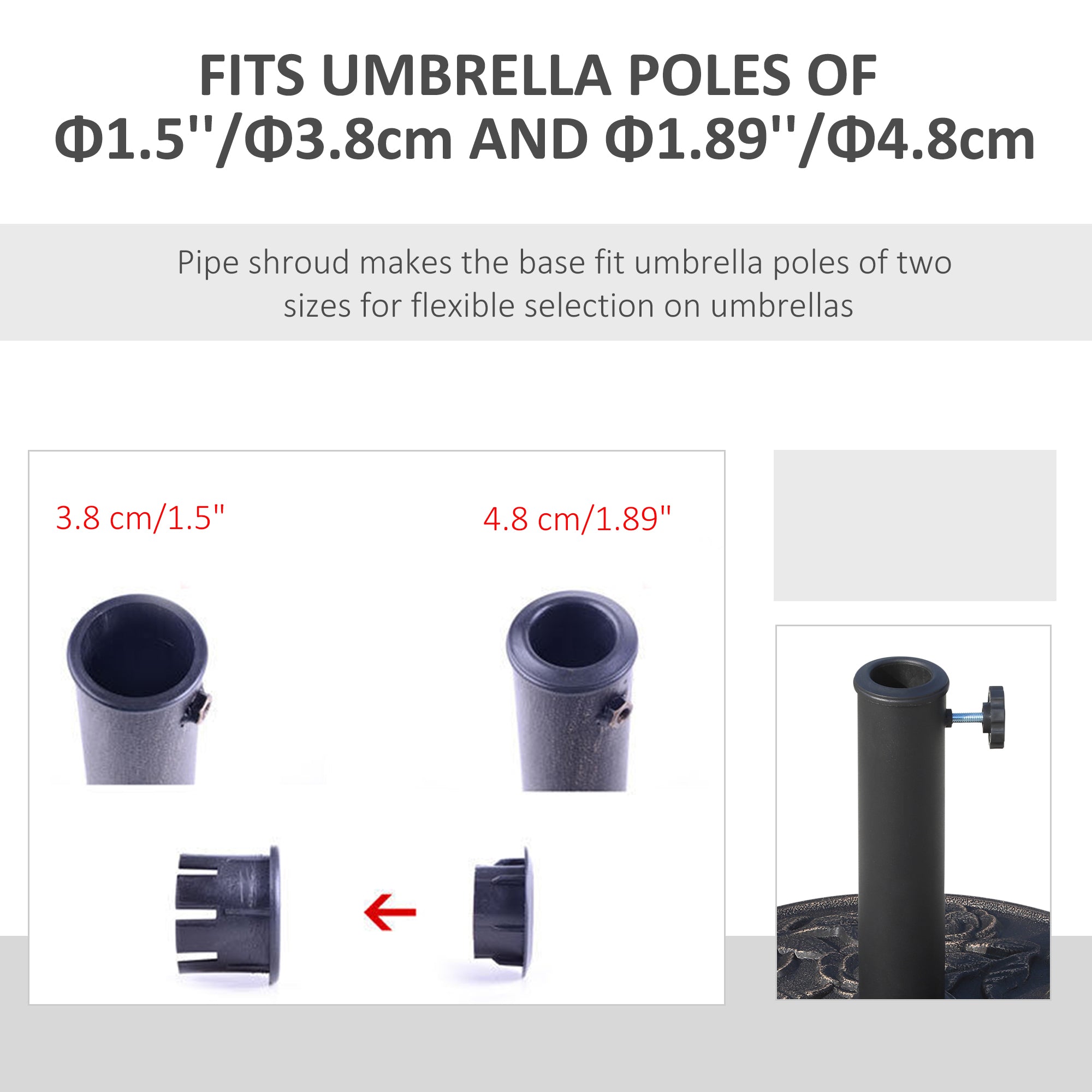 9kg Garden Parasol Base, Round Resin Sun Umbrella Base, Outdoor Umbrella Stand for 38mm or 48mm Outdoor Umbrella Poles, Bronze Tone