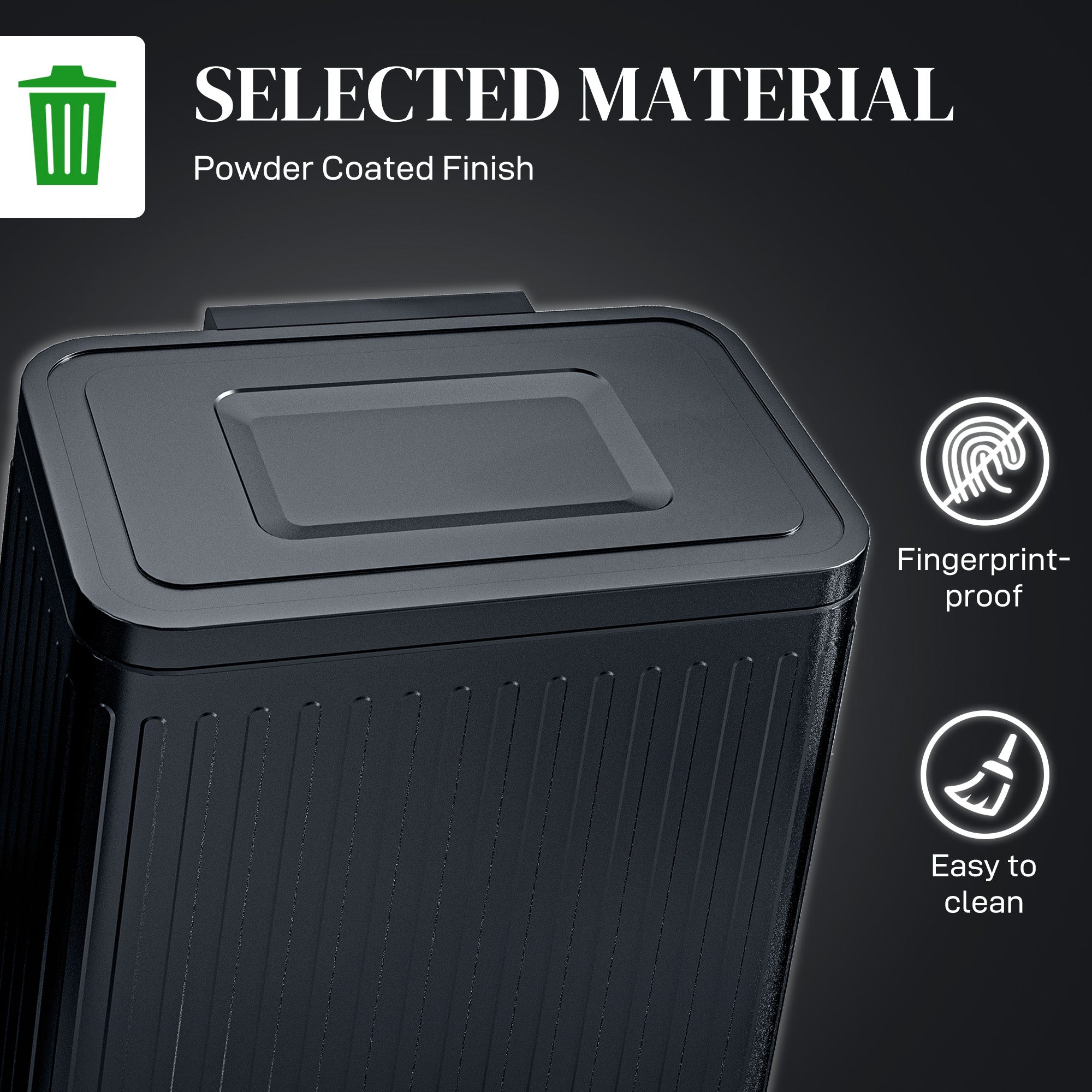 40L Dual Compartment Rubbish Bin, with Soft-Close Lid - Black