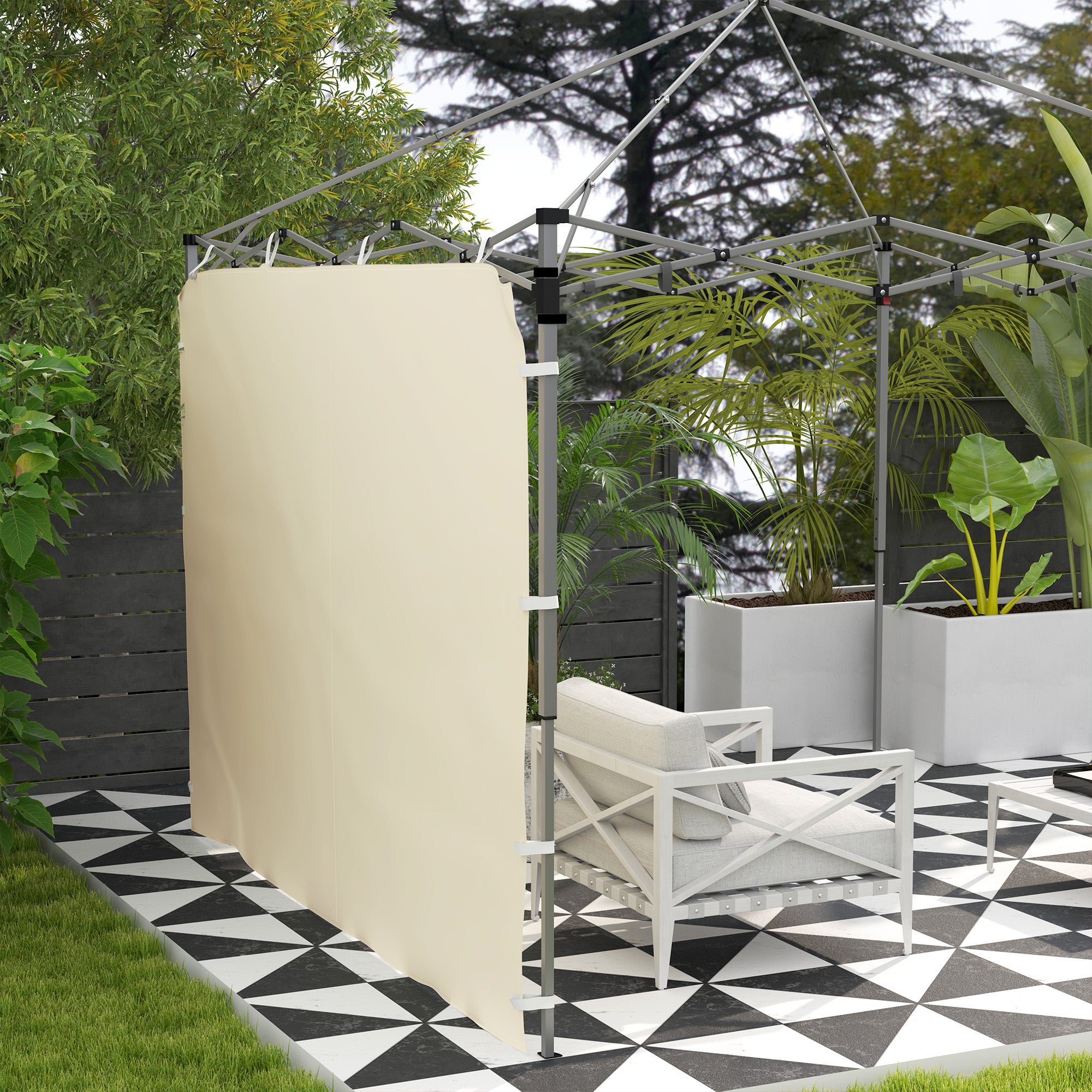 Replacement Gazebo Sidewall 195x295cm with Storage Pockets Oxford Fabric - Beige