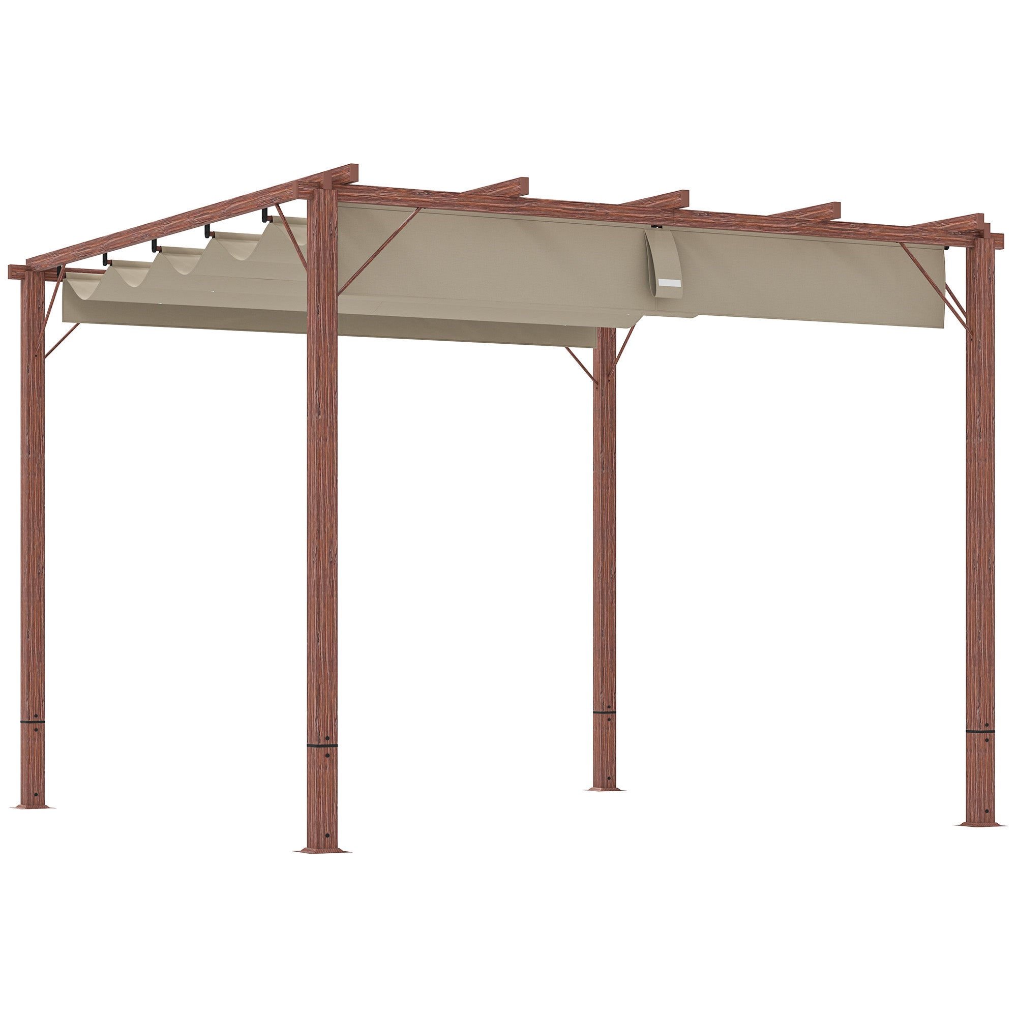 3 x 3 Metre Retractable Roof Pergola with Aluminium Wood Effect Finish