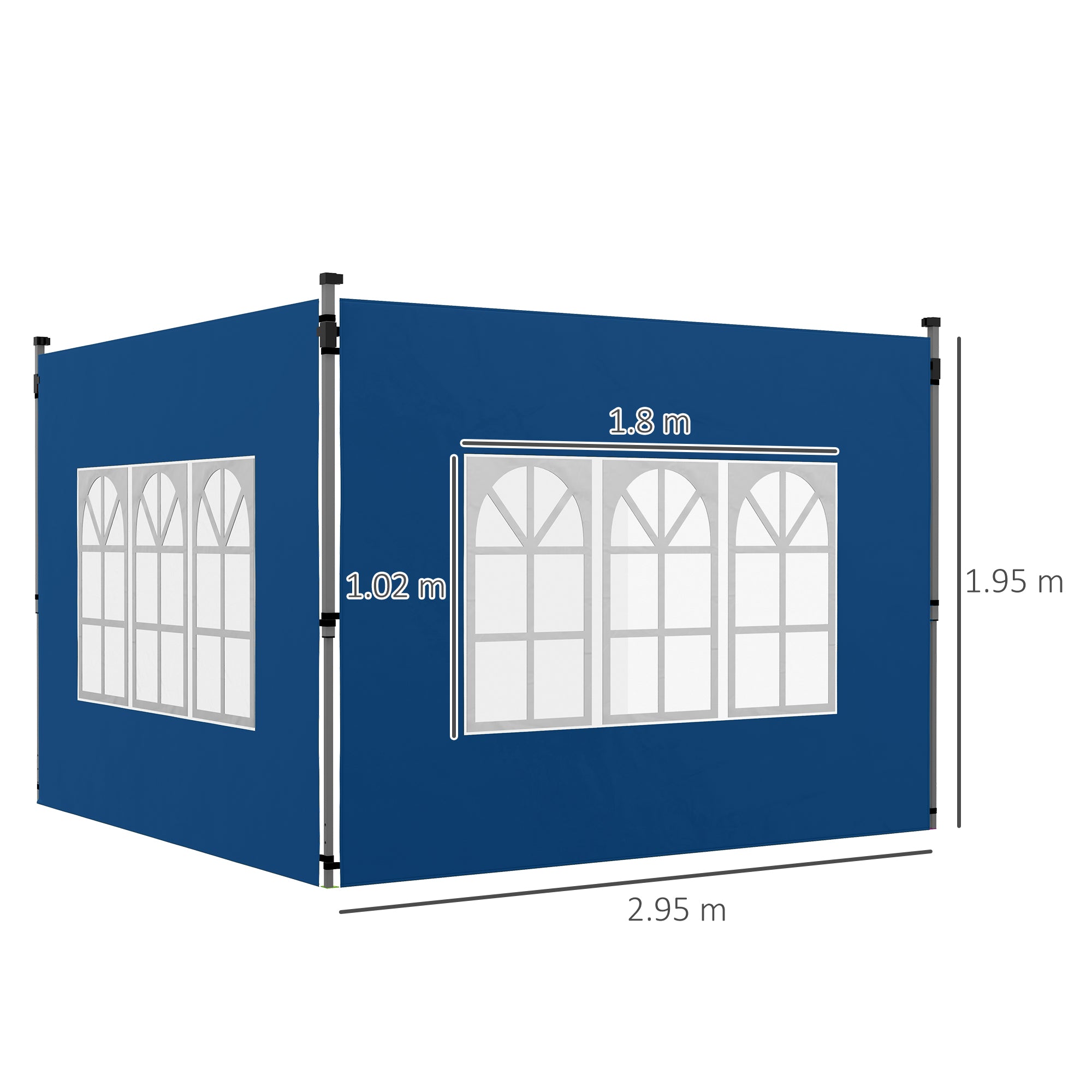 Set of 2 Durable Oxford Cloth Gazebo Side Panels with Windows - Blue