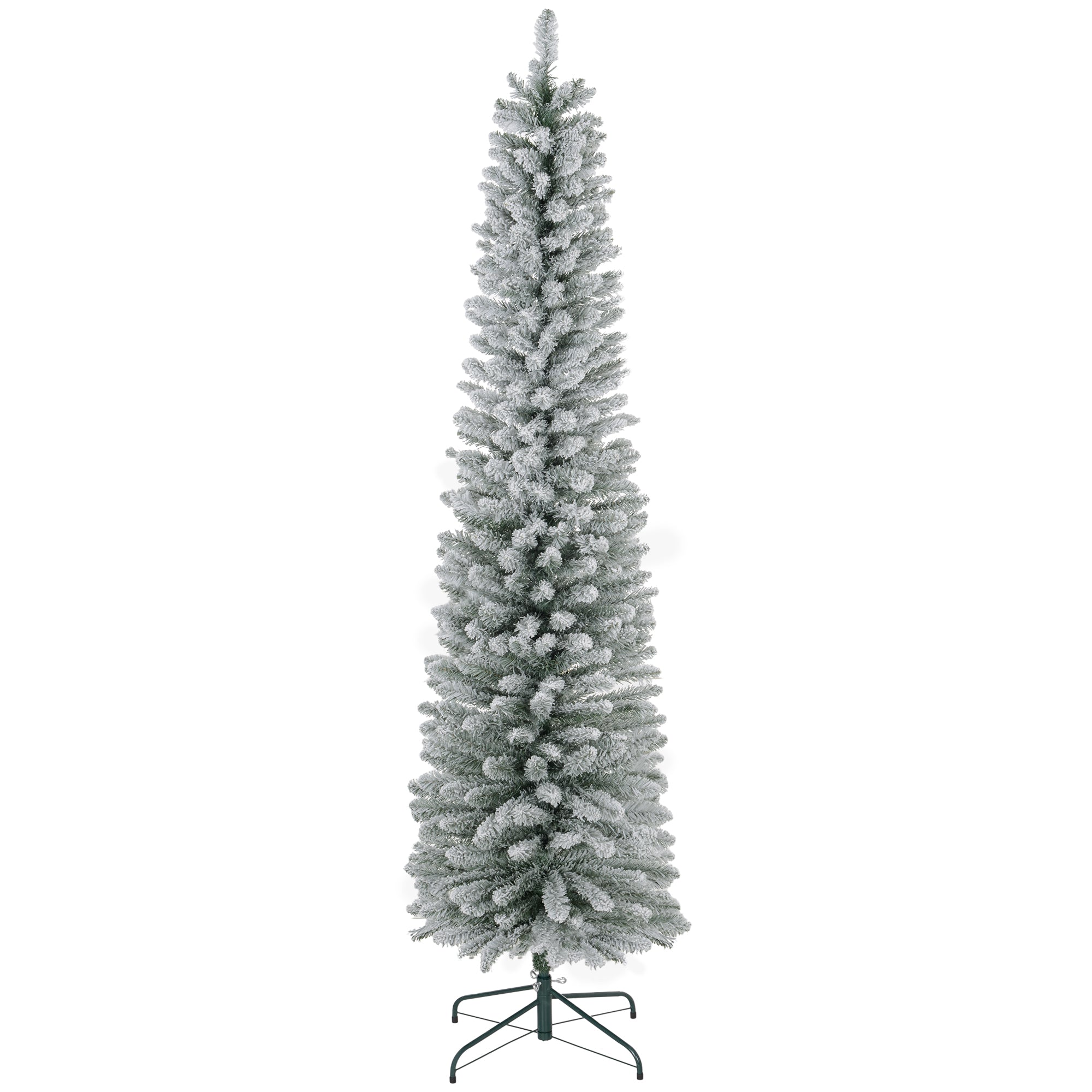 7ft Artificial Snowy Pencil Christmas Tree - Green