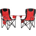 Padded Folding Camping Chairs Set with Cup Holders - Red