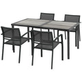 Five-Piece Casual Outdoor Dining Set, with Wood-Effect Table - Grey