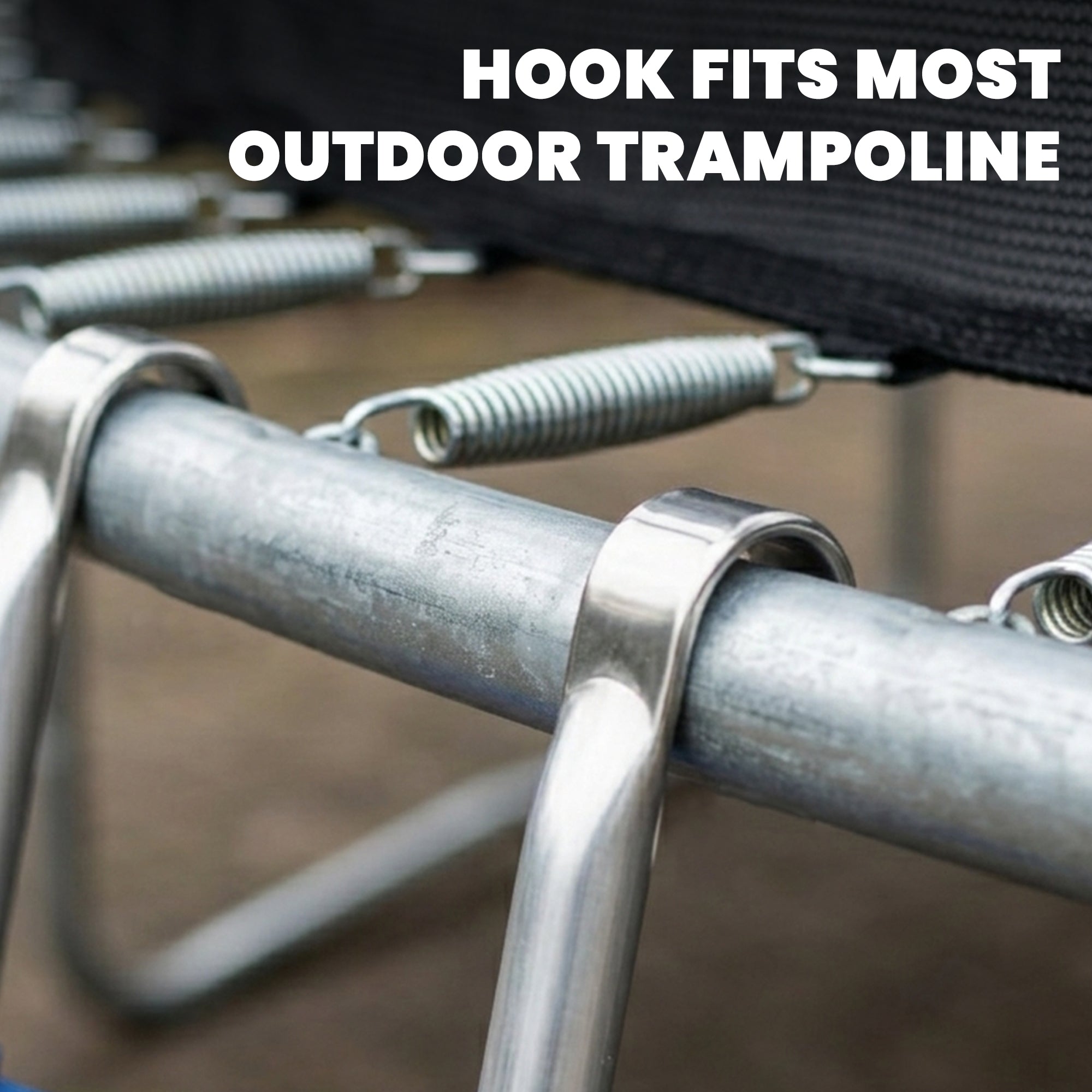 Trampoline Ladder, 2-Steps with Horizontal Wide Steps, Universal Hook, Galvanised Steel Frame, 150kg Load Capacity