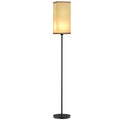 Modern Linen Shade Floor Lamp with Foot Switch Tall Standing Lamp for Living Room Bedroom - Black