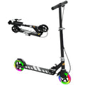 Kids Scooter with Adjustable Handle, Light-Up Wheels, Handbrake & Rear Brake for Ages 3-8 - Black