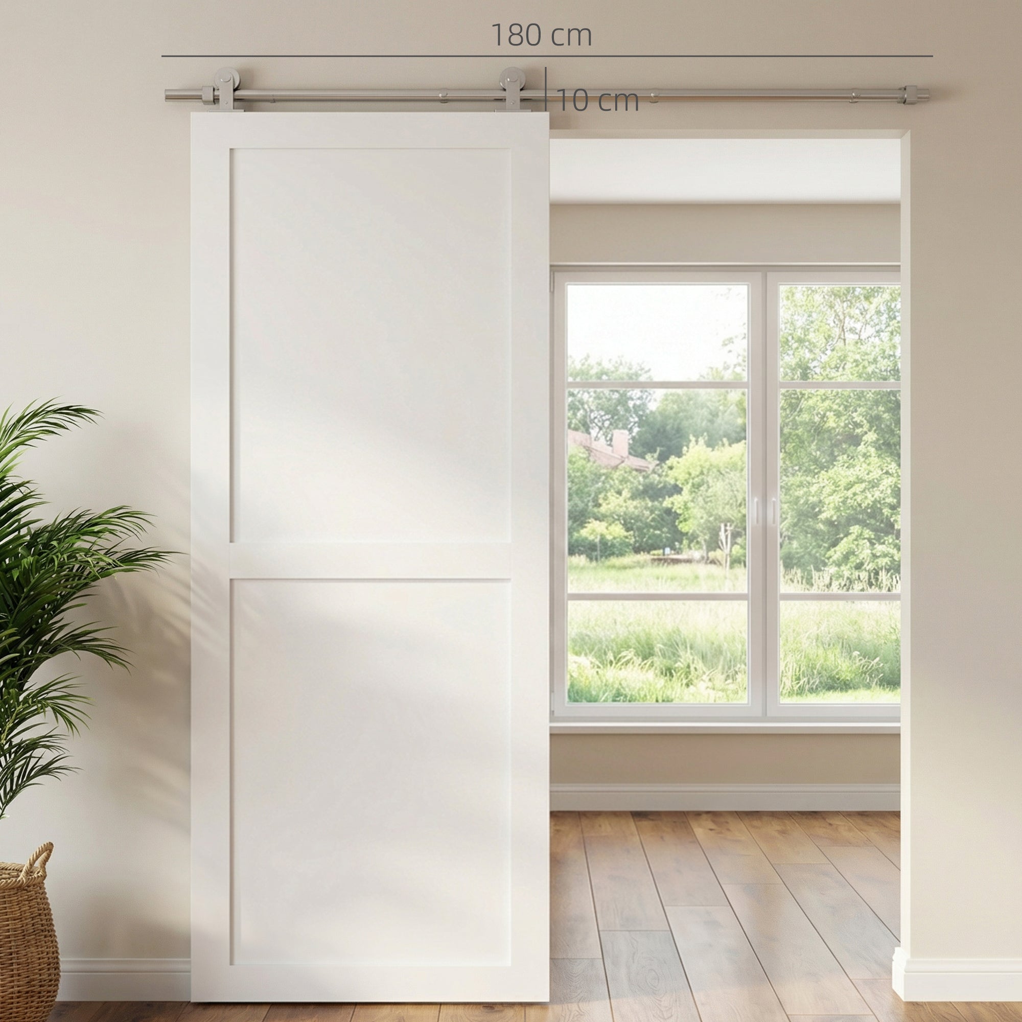 Sliding Door Hardware Kit Smooth Quiet 304 Stainless Steel for 180cm Track Sliver Tone