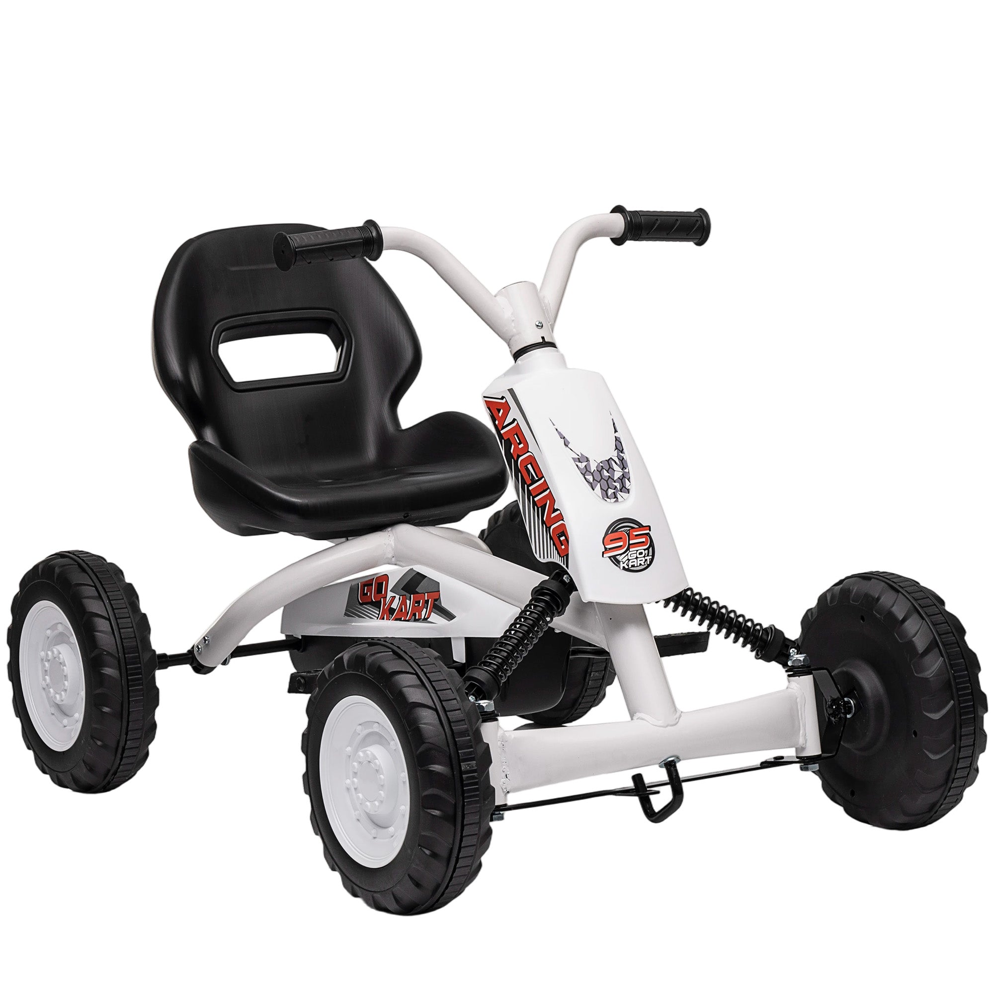 Kids Pedal Go Kart with Steel Frame, Sporty Design, for Ages 2-5 Years, White