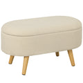 Teddy Fleece Storage Ottoman with Padded Top 39L Capacity - Cream White