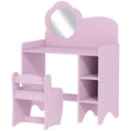 Kids Dressing Table with Mirror, Stool, Kids Vanity Table with Shelves, for Ages 3-8 Years, Purple