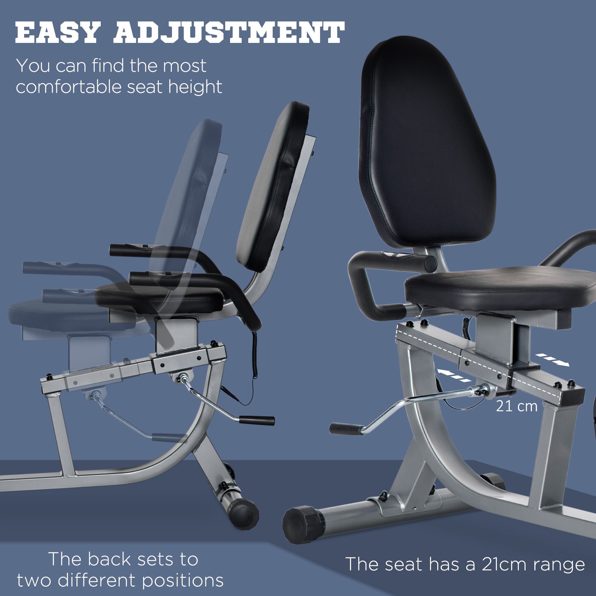 Exercise Bike with LCD Display, Stationary Bike with Quiet 8-Level Magnetic Resistance, Adjustable Seat and Backrest, Indoor Cycling Exercise Equipment for Home Gym Fitness Workout Training