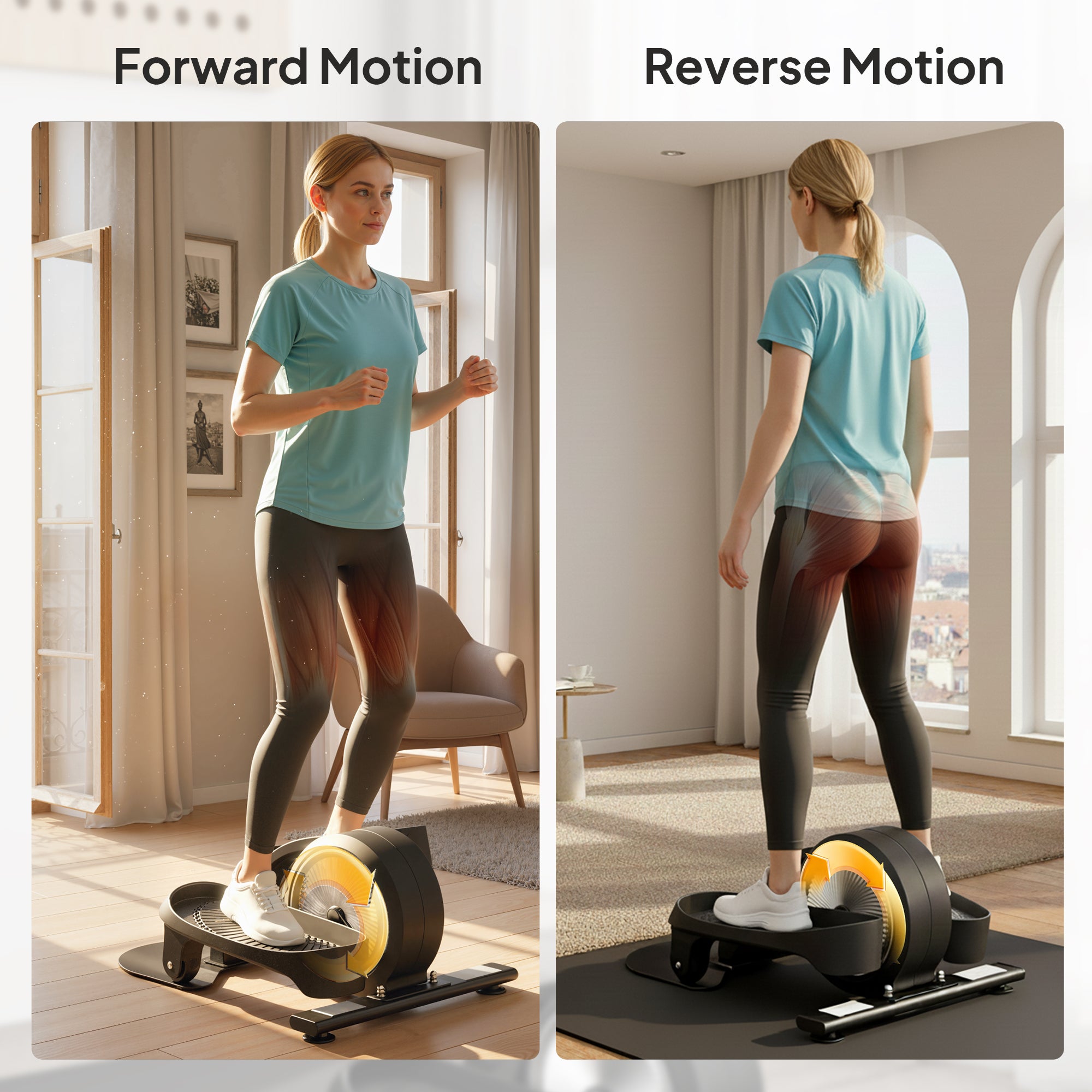 Under Desk Elliptical Machine with LCD Monitor, 8 Adjustable Magnetic Resistances for 2-in-1 Seat & Stand Up Exercise