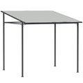 2.4 x 2.4 m Wall Mounted Pergola Gazebo with PA Coating Fabric, Metal Frame, UPF30+, Lean to Garden Gazebo, Light Grey