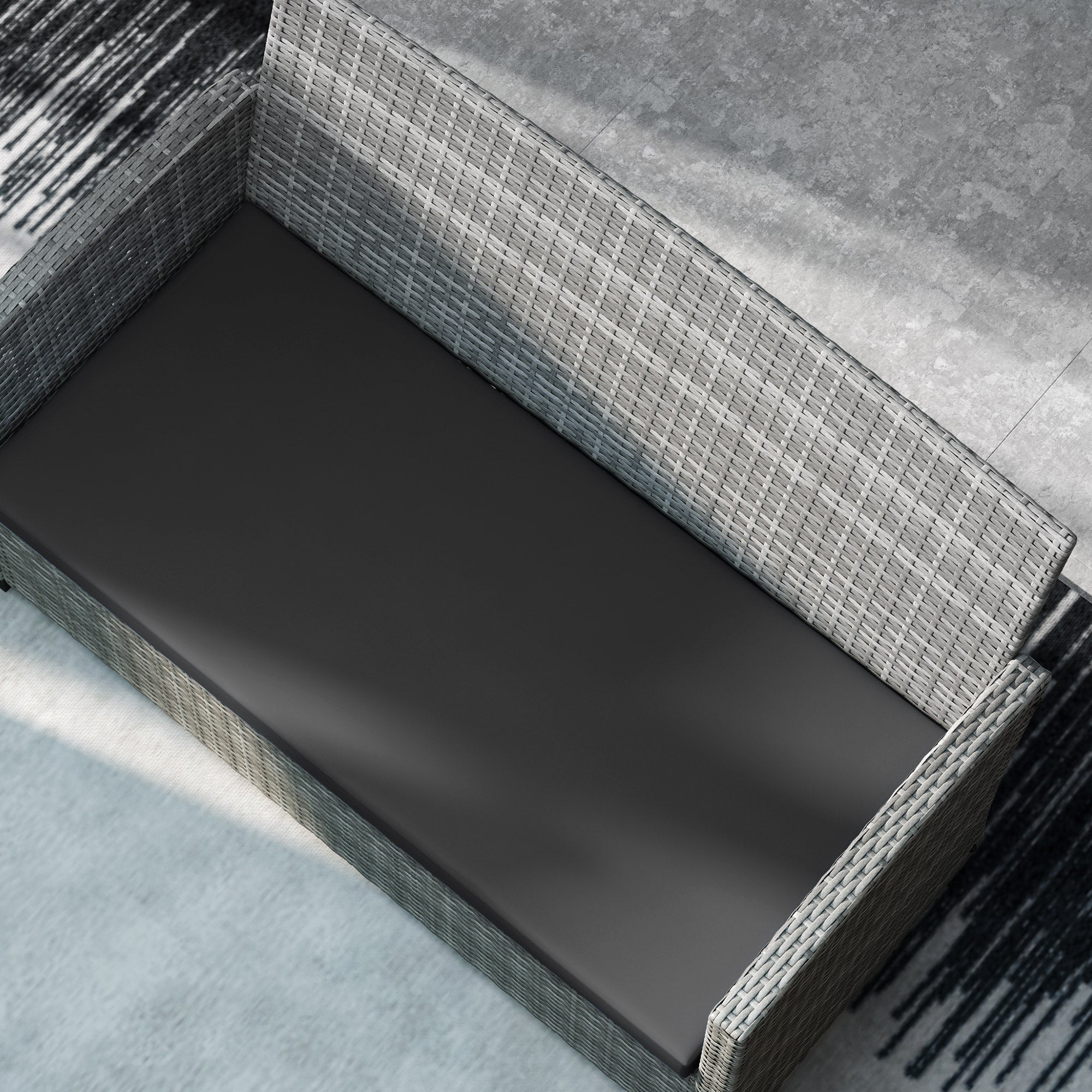 Outdoor Seat Cushion Pads for Rattan Furniture, 3 PCs Garden Furniture Cushions, Black