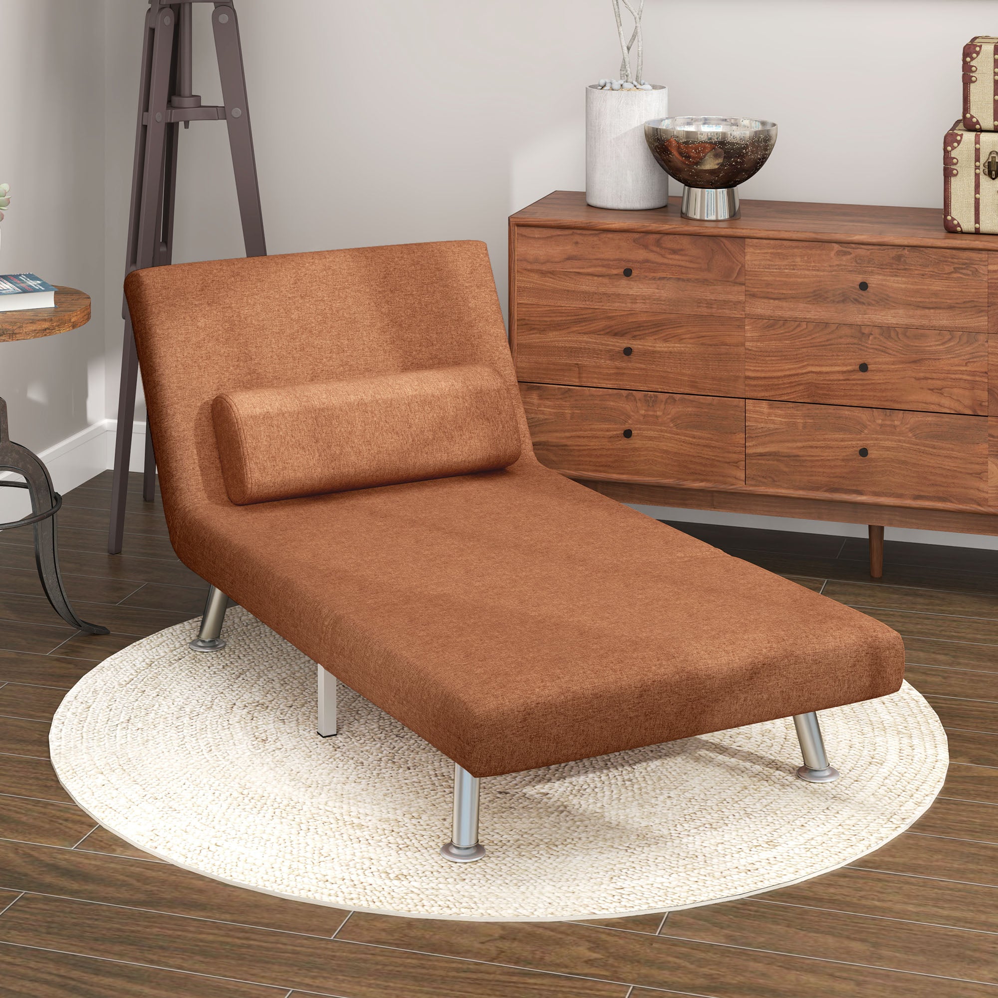 Single Linen-Feel Sleeper Chair - Coffee