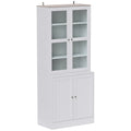 Double Storage Display Cabinet with Glass Doors - White