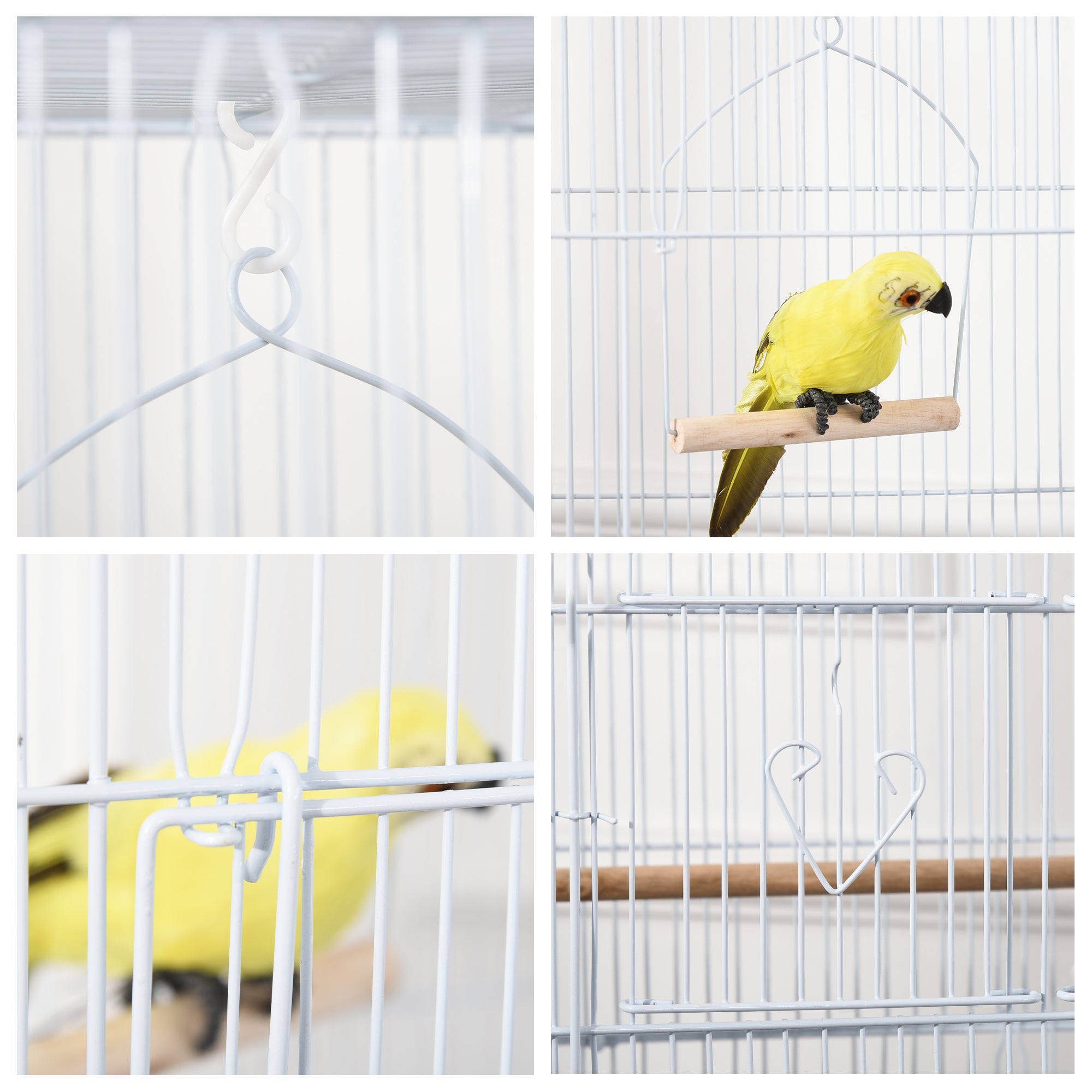 Large Metal Bird Cage with Perches, Food Bowls, Swing, for Budgies, Parakeets, White
