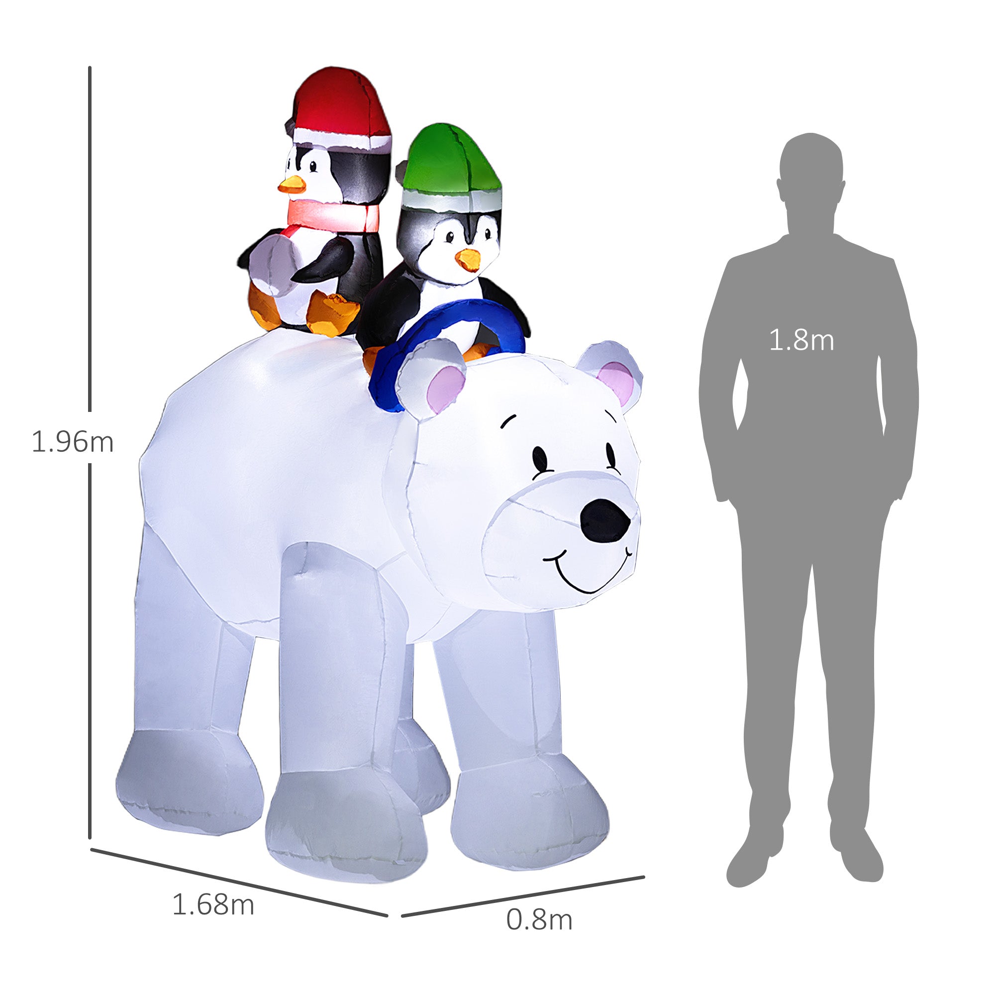 6.4ft Inflatable Polar Bear and Penguin Christmas Inflatable
