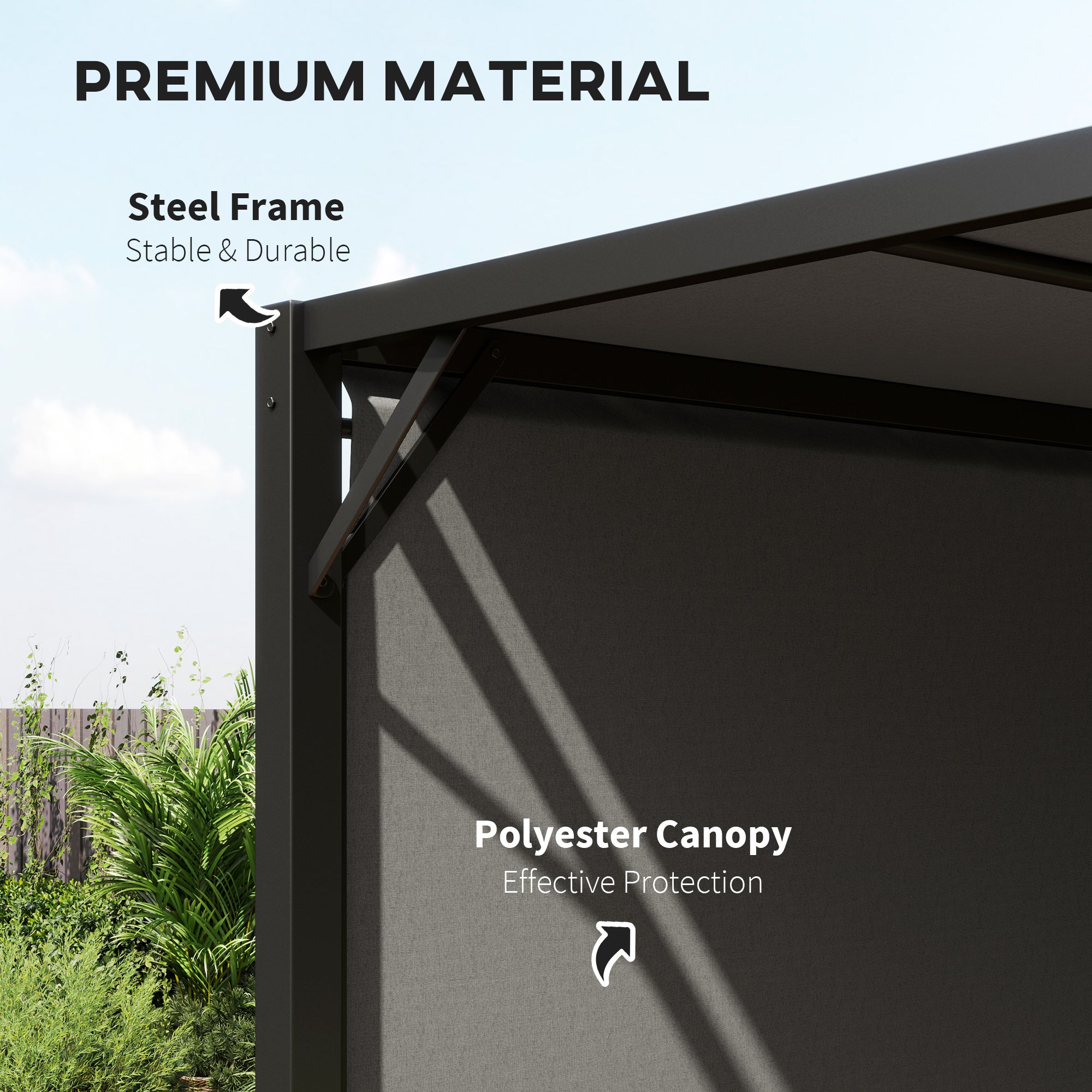 3 x 3 Meter Pergola Set with Retractable Roof Steel Frame - Charcoal Grey