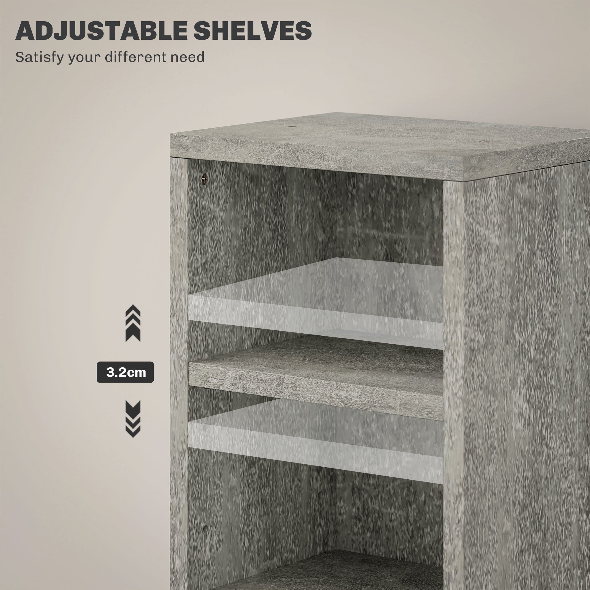 Set of Two 102-CD Storage Units with Adjustable Shelves - Cement Grey
