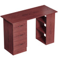 Computer Desk, Writing Table, PC Workstation with 3 Storage Shelves and Drawers, Handle, for Home Office, Walnut Brown