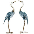 2 Piece Steel Crane Garden Ornament Set with Stakes - Multi-Colour