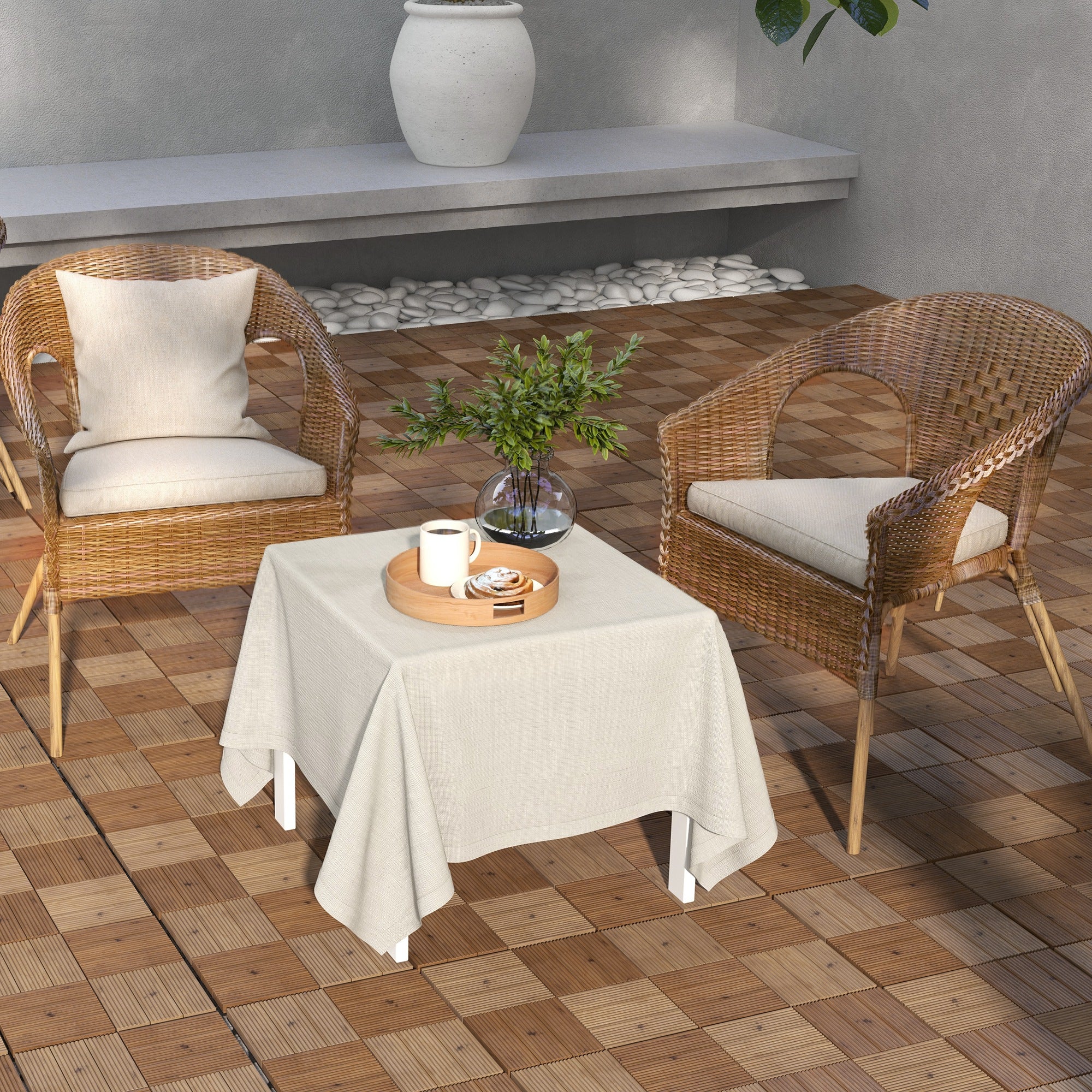 27 Pcs Wooden Interlocking Decking Tiles, 30 x 30 cm Anti-slip Outdoor Flooring Tiles, 0.81Ž¡ per Pack, All Weather Use for Patio, Balcony, Terrace, Hot Tub, Brown