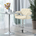 PU Leather Adjustable Swivel Bar Stool with Back, Armrest & Footrest - Cream White