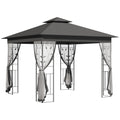 3 x 3(m) Steel Frame Double Roof Garden Gazebo - Grey
