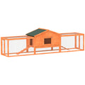 Wooden Rabbit Hutch with Run, Tray, Ramps & Asphalt Roof 309x70x87cm - Orange