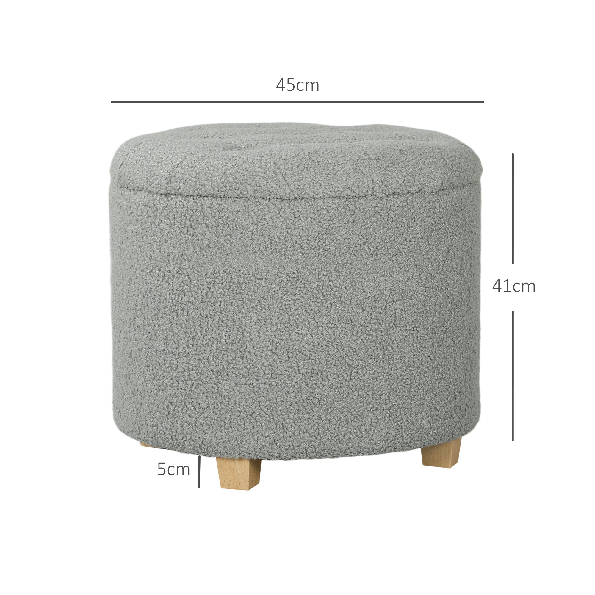 31.8L Teddy Fleece Storage Ottoman - Grey