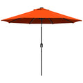 2.7m Outdoor Patio Garden Umbrella with Tilt Crank & 24 LED Lights - Orange