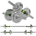 20kg Adjustable Dumbbells and Barbell Set with Non-Slip Handle for Strength Training - Green