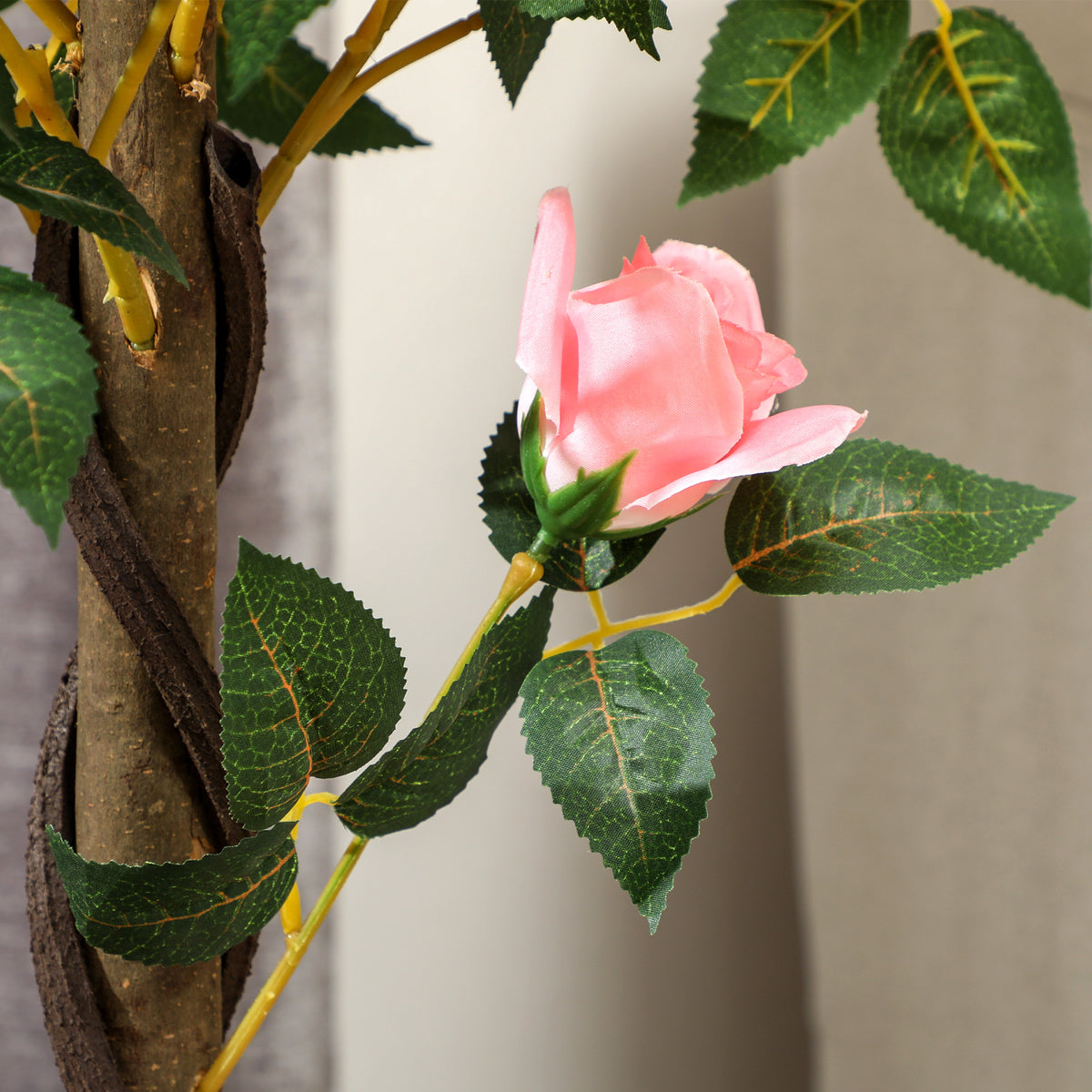 Set of 2 Artificial 90cm Pink Rose Plants in Pot for Indoor Outdoor Decor - Pink