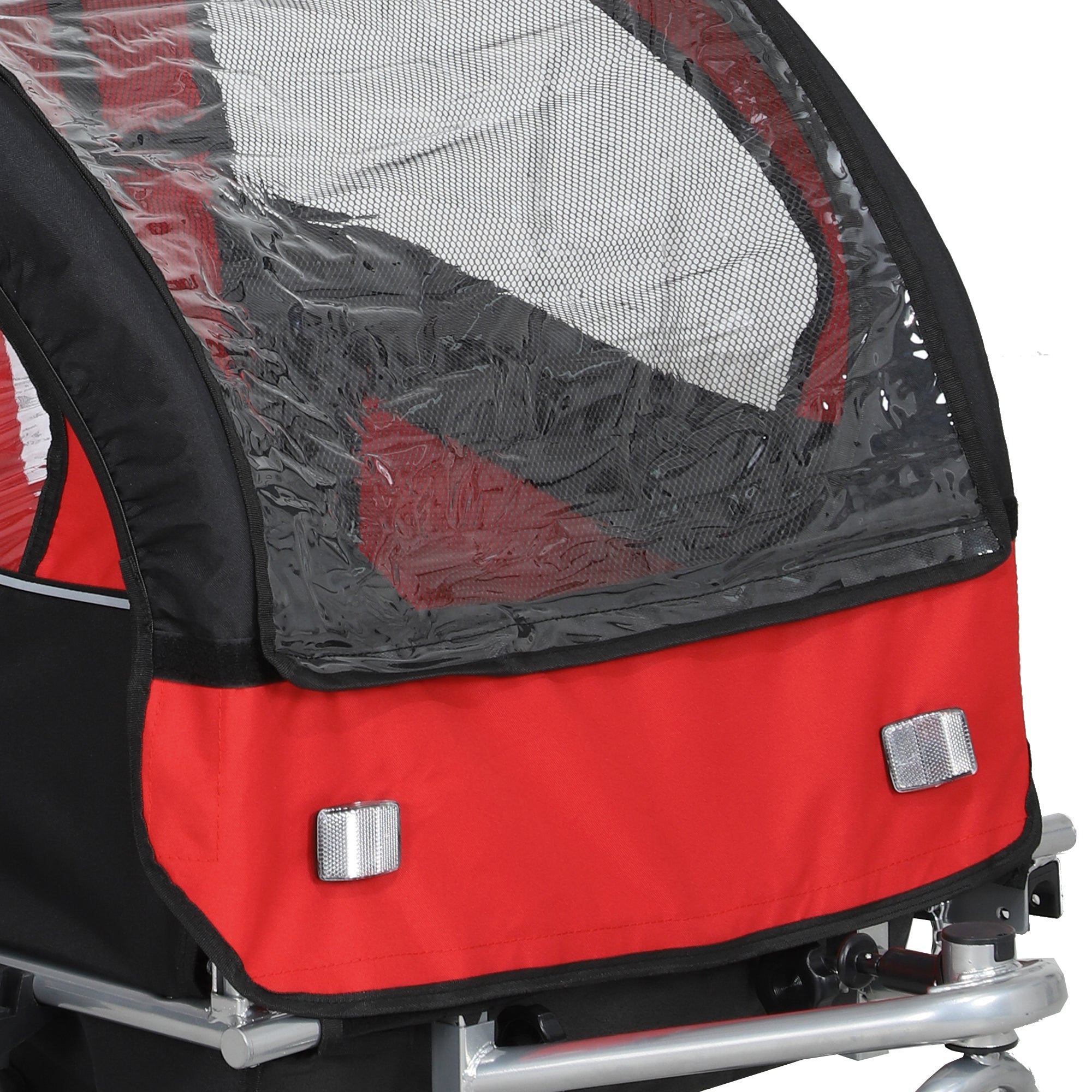 2 Seat Bike Trailer with 5 Point Harness, Baby Bike Stroller with Safety Flag, Reflectors, for 18+ Months, Red
