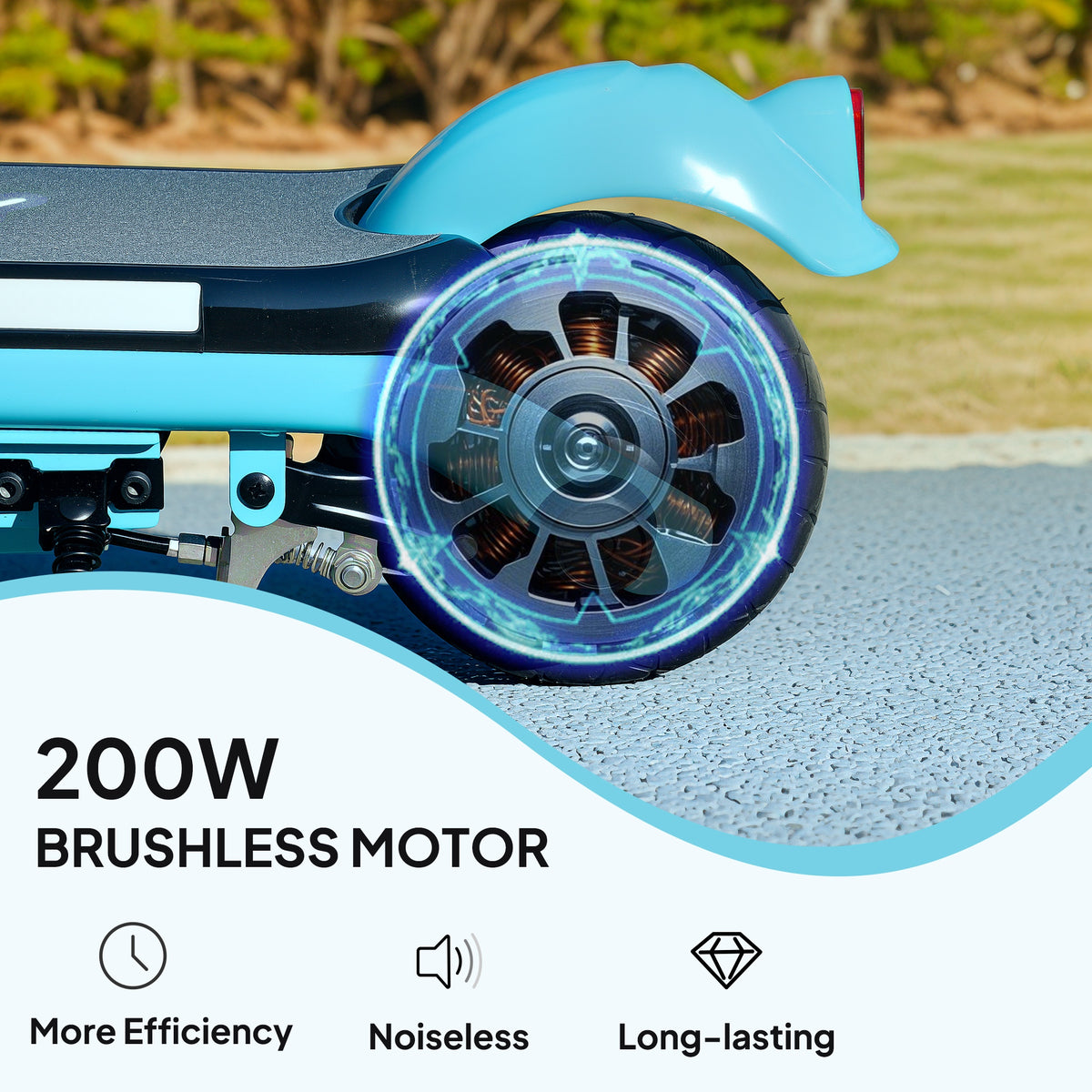 Kids Electric Scooter with Dual Brakes, Flashing Wheels & Colourful Lights, 12 KM/H, 10 KM Range - Blue