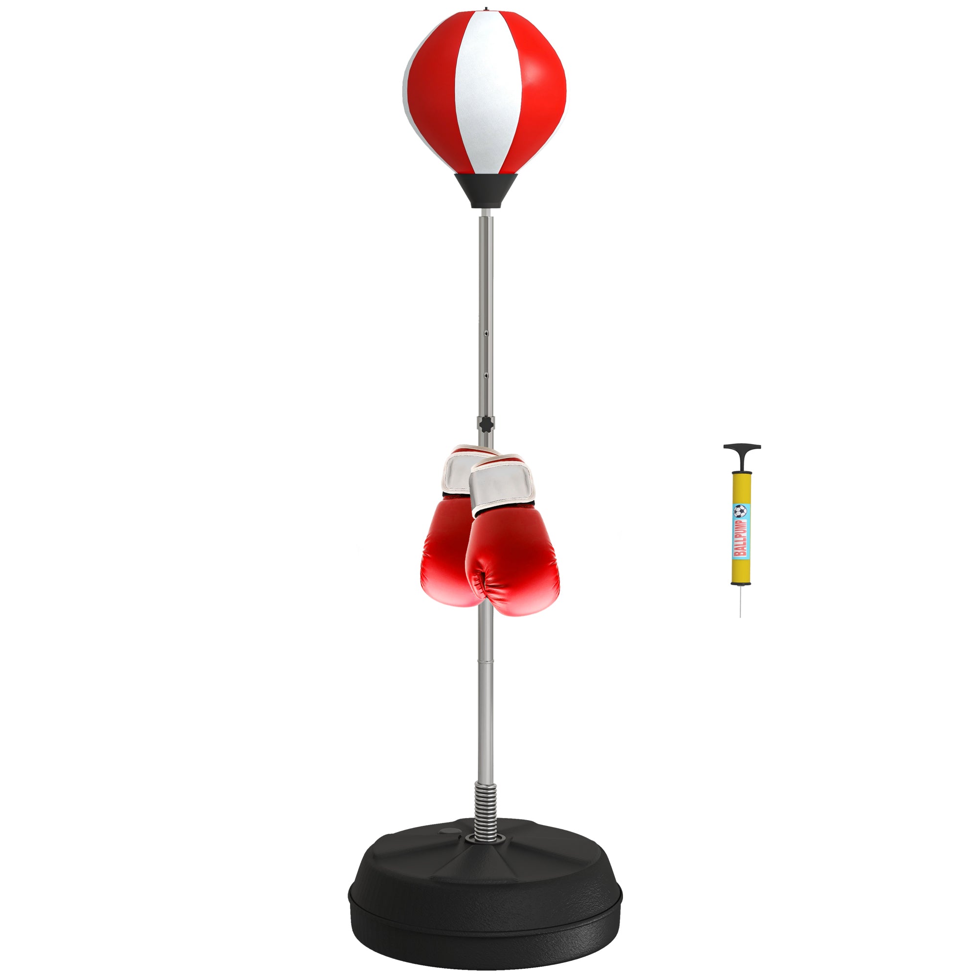 Punching Bag with Stand, Free Standing Boxing Set, Speed Bag with Speedball Adjustable Height from 126cm to 144cm for Teens, Red