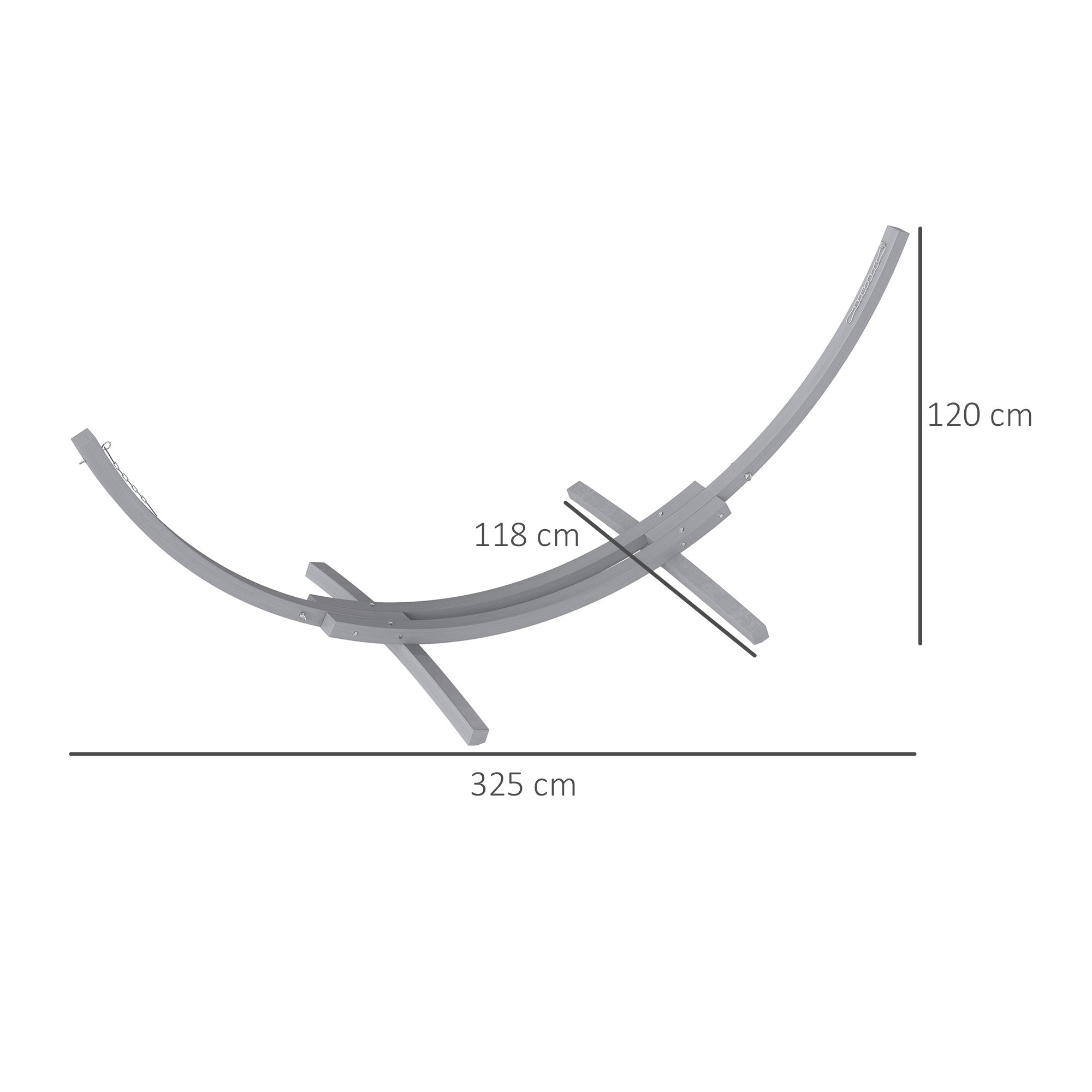 3.25m Wooden Hammock Stand Universal Fit - Grey Durable Solid Wood